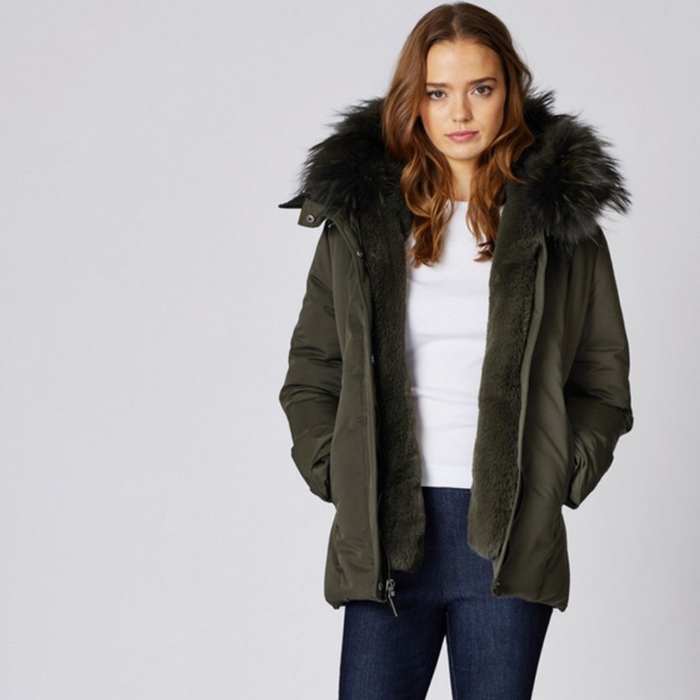 Luka Fitted Parka with Velvet and Fur Trim - Picture 2 of 8